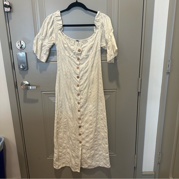 Free People Acting Cool Button Down Midi Dress White Ivory Size Extra Small XS - Picture 3 of 8